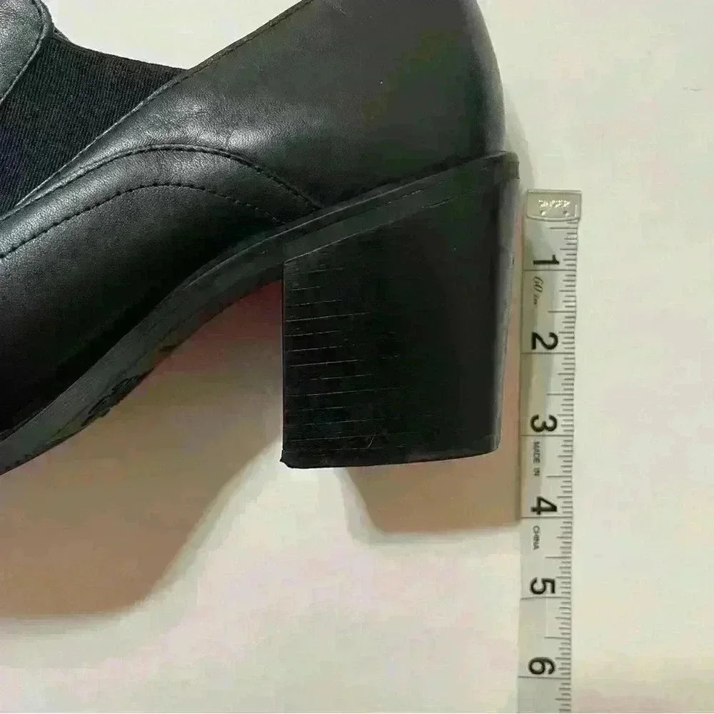 Nicole black leather slip on block heel Brazilian vintage court shoes Size 9.5 M - Picture 12 of 12